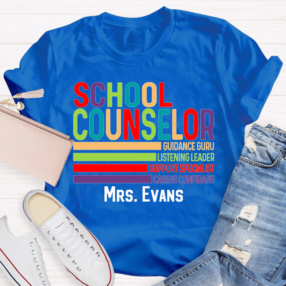 Personalized Name School Counselor Guidance Gure Listening Leader Support Specialist T-shirt