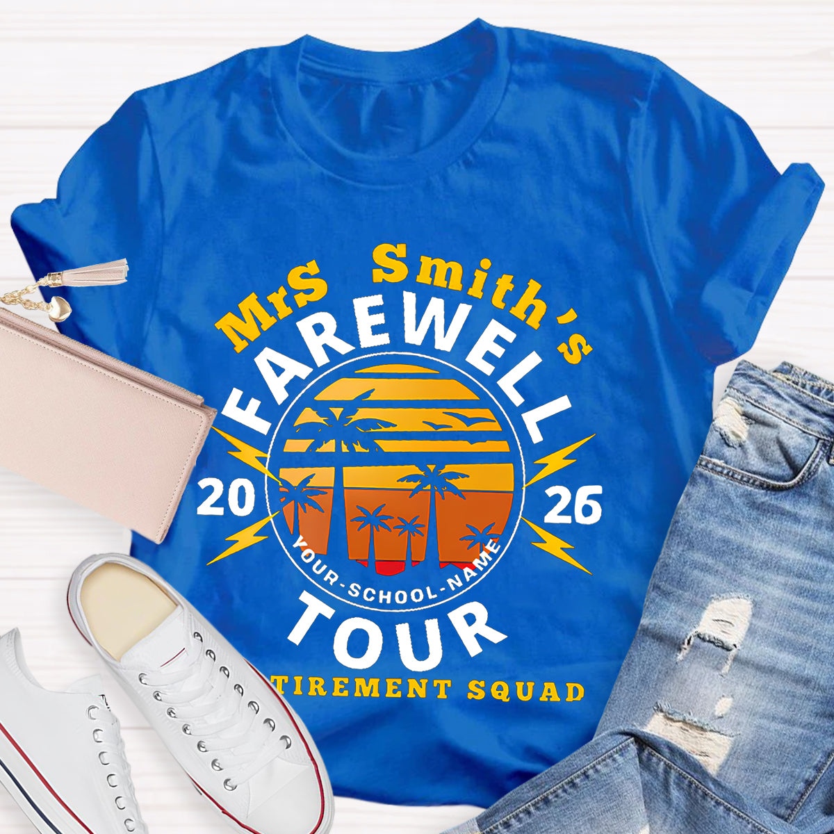 Personalized Teacher's Name And School Name Farewell Tour Retirement Squad T-Shirt