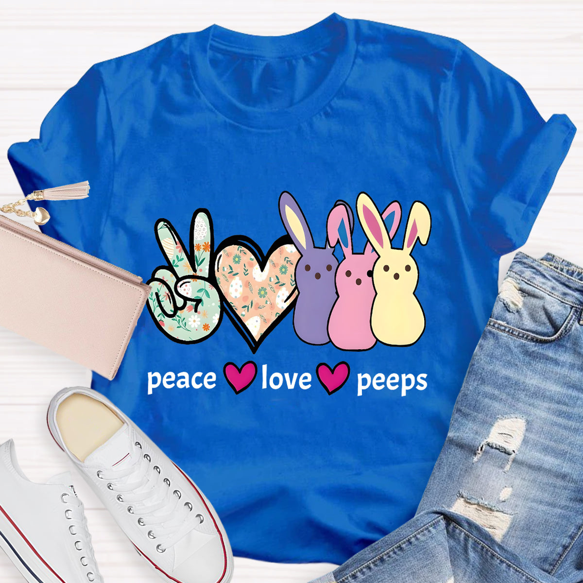 Peace And Peeps Teacher T-Shirt