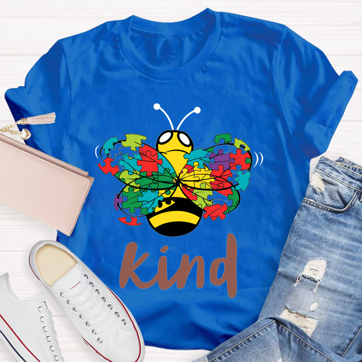 Kind Colorful Butterfly Print Special Education T-shirt