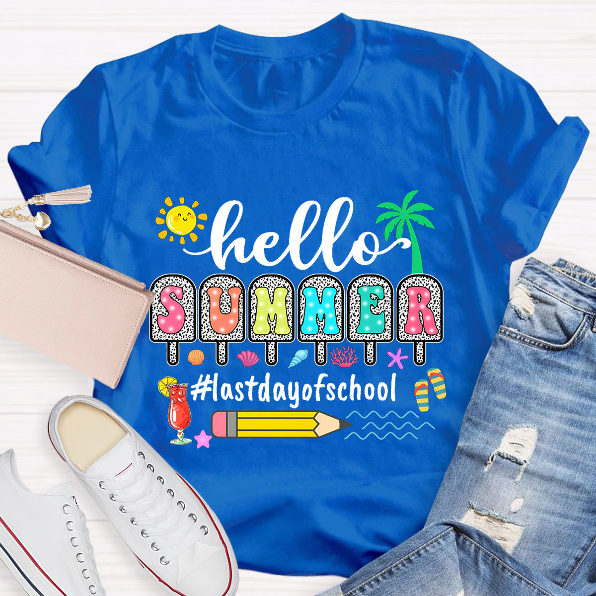 Hello Summer Sunshine Last day Of School Teacher T-Shirt