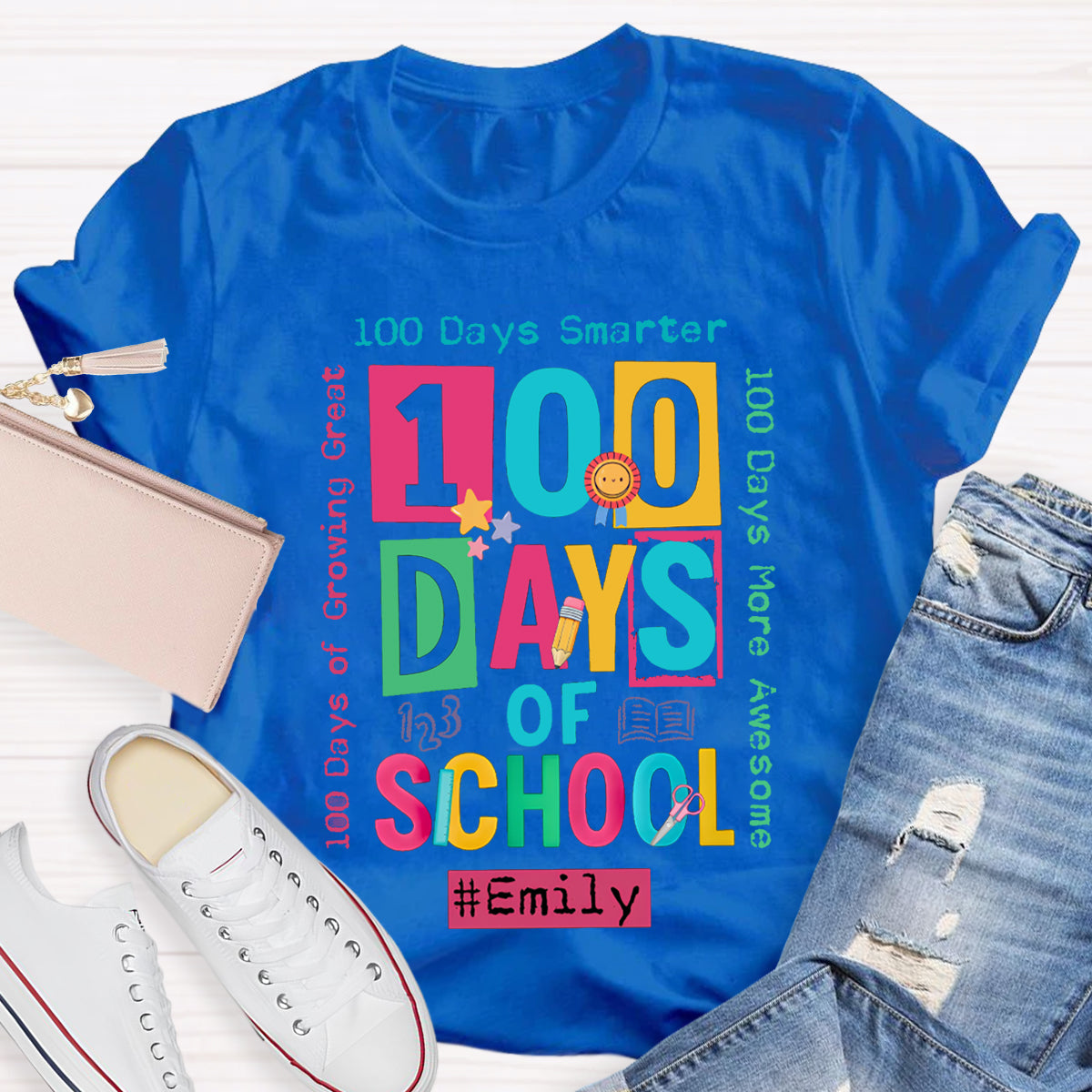 Personalized Name 100 Days Of School Smarter T-shirt