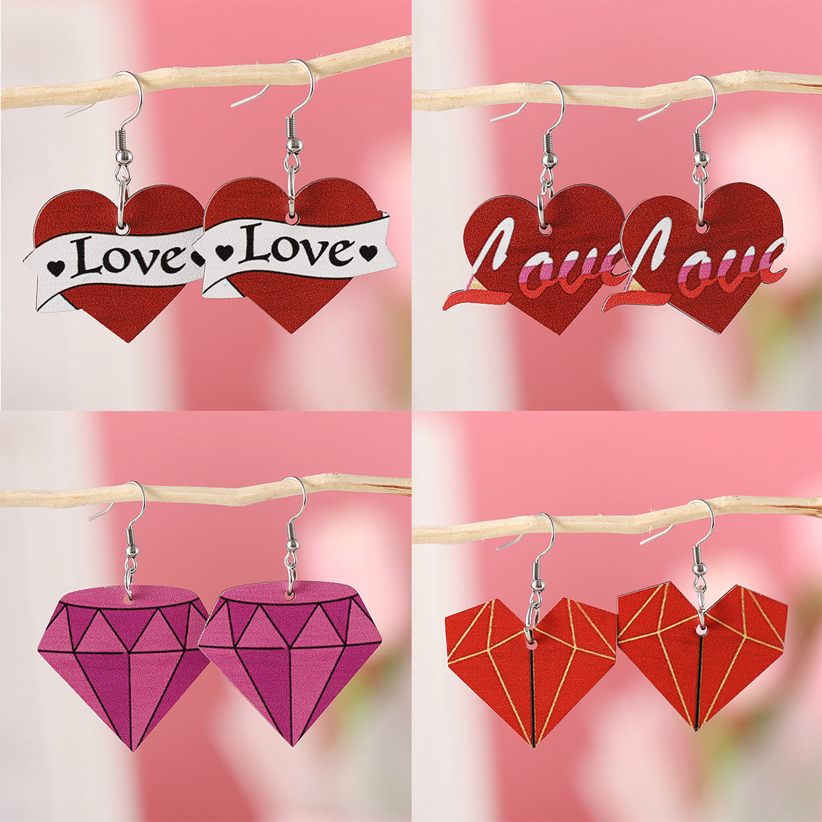 Diamond-Shaped Heart-Shaped Love Pendant
