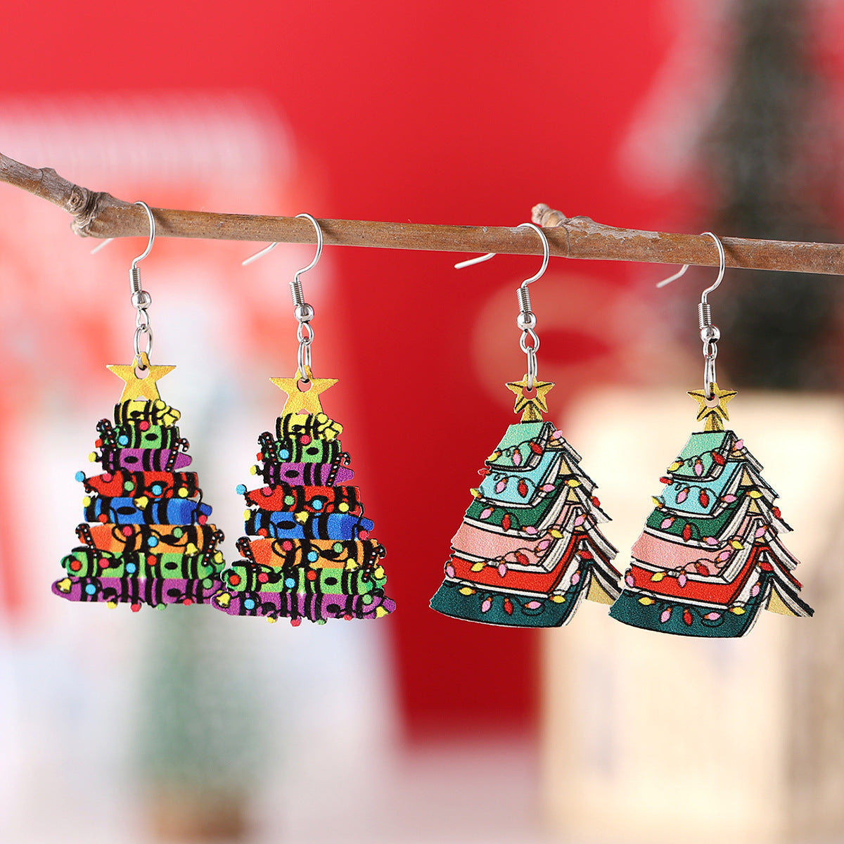 Christmas Star Lights Book Christmas Tree Earrings