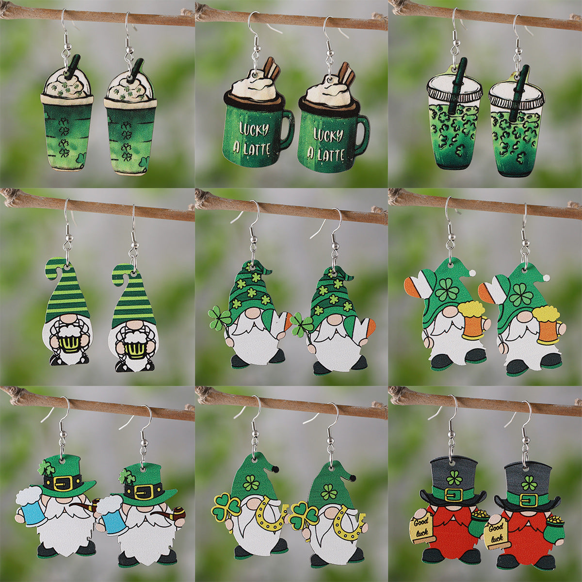 Clover Coffee Cup Ice Cream Horseshoe Beer Earrings