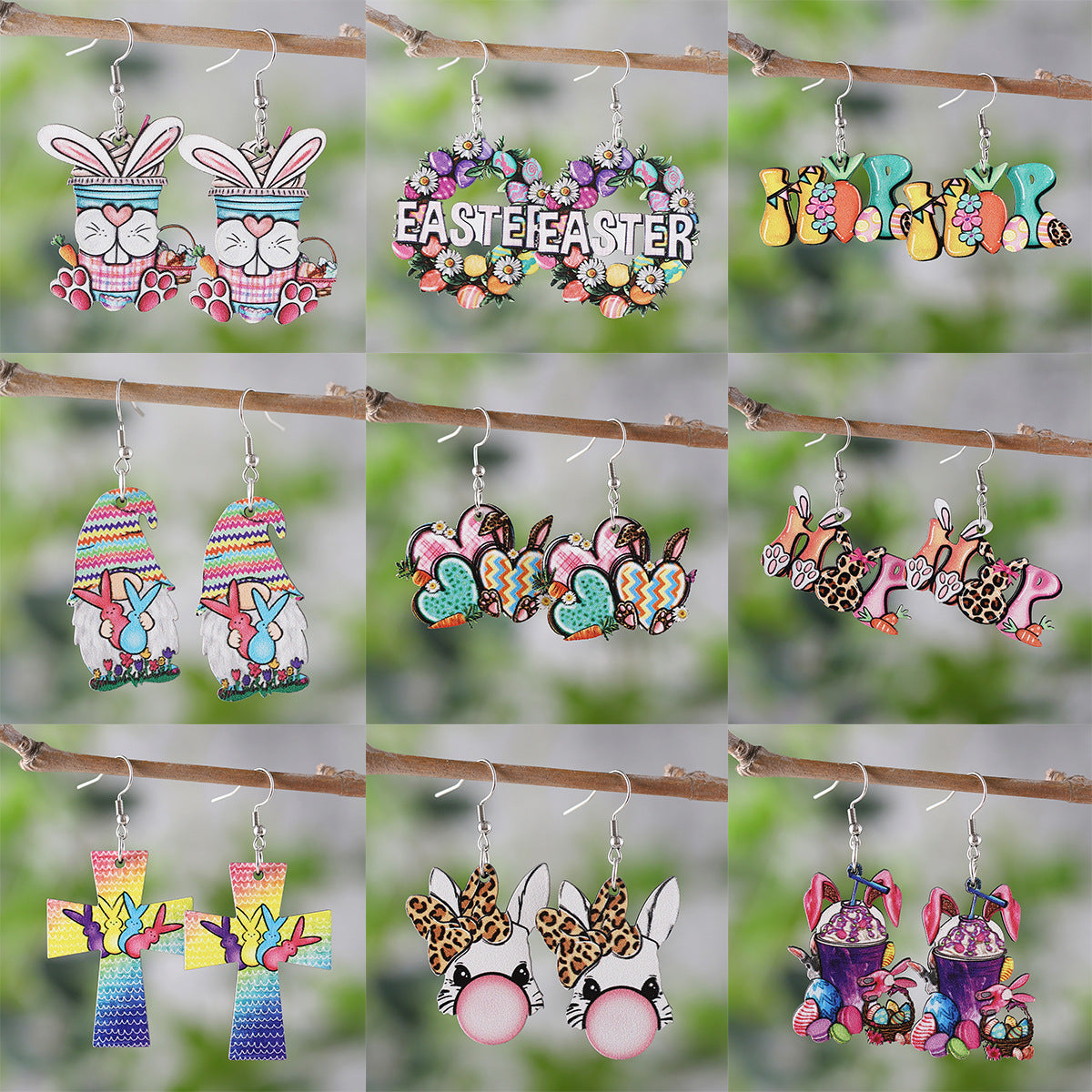 Easter Bunny Dwarf Carrot Easter Egg Heart Earrings