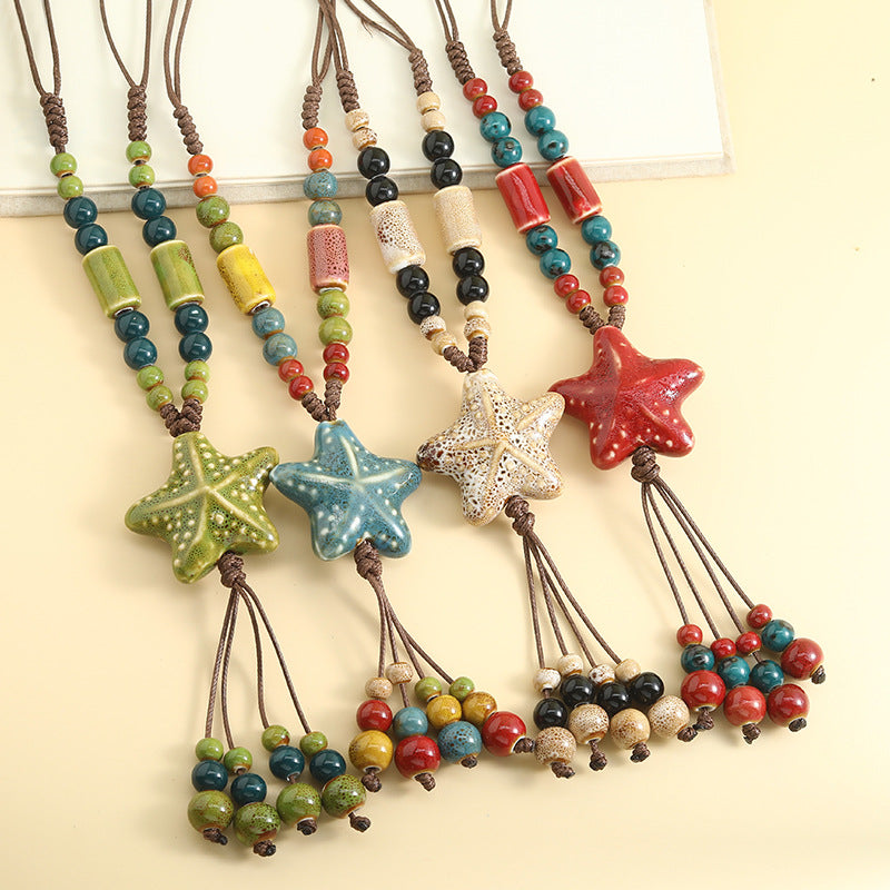 Vintage Starfish Ceramic Necklace