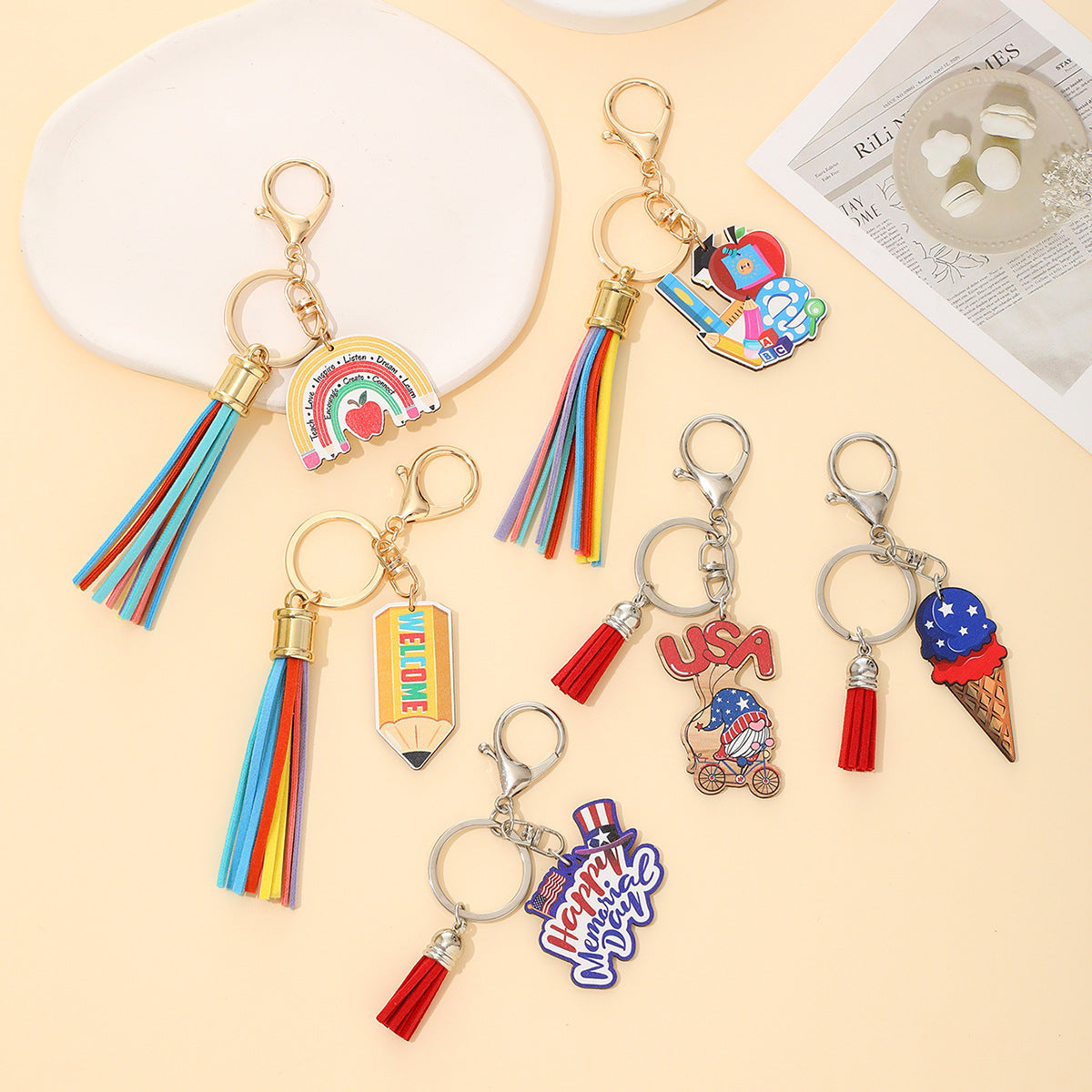 Pencil Independence Day Ice Cream Keychain