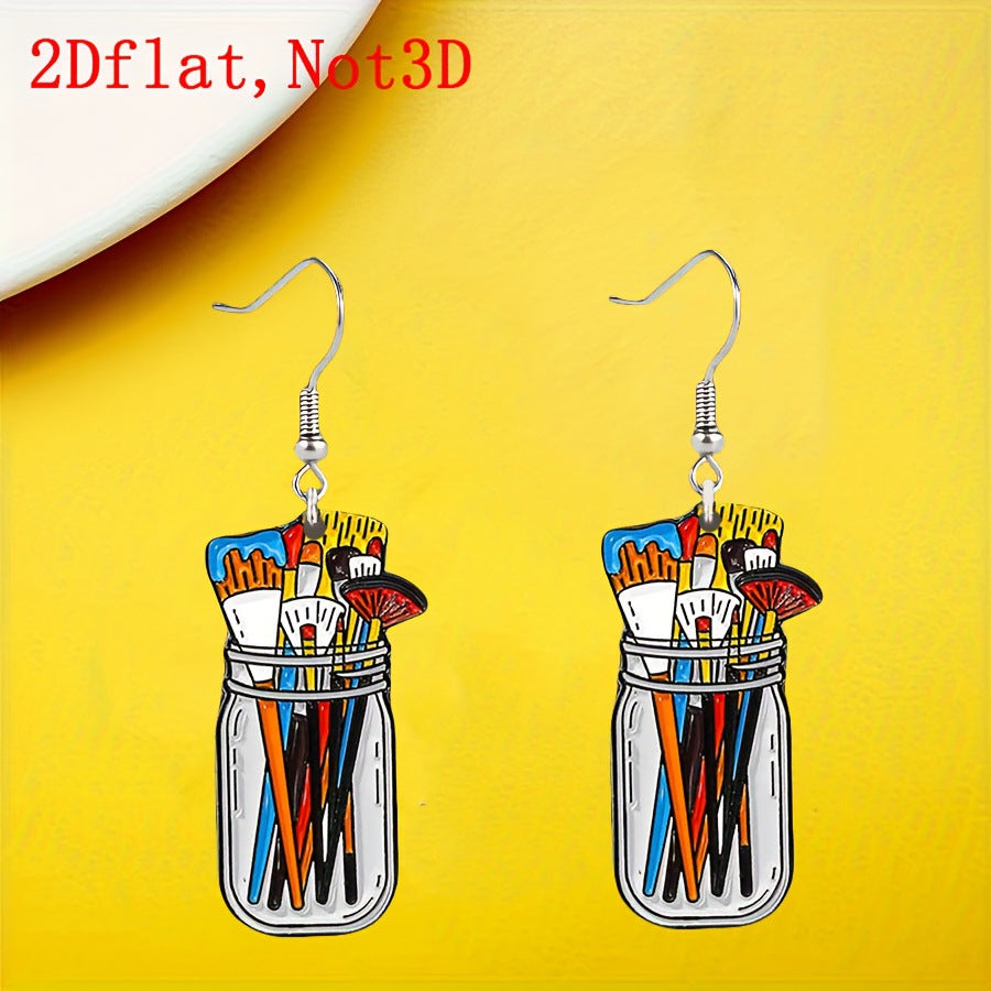 Cute Cartoon Paintbrush Acrylic Dangle Earrings