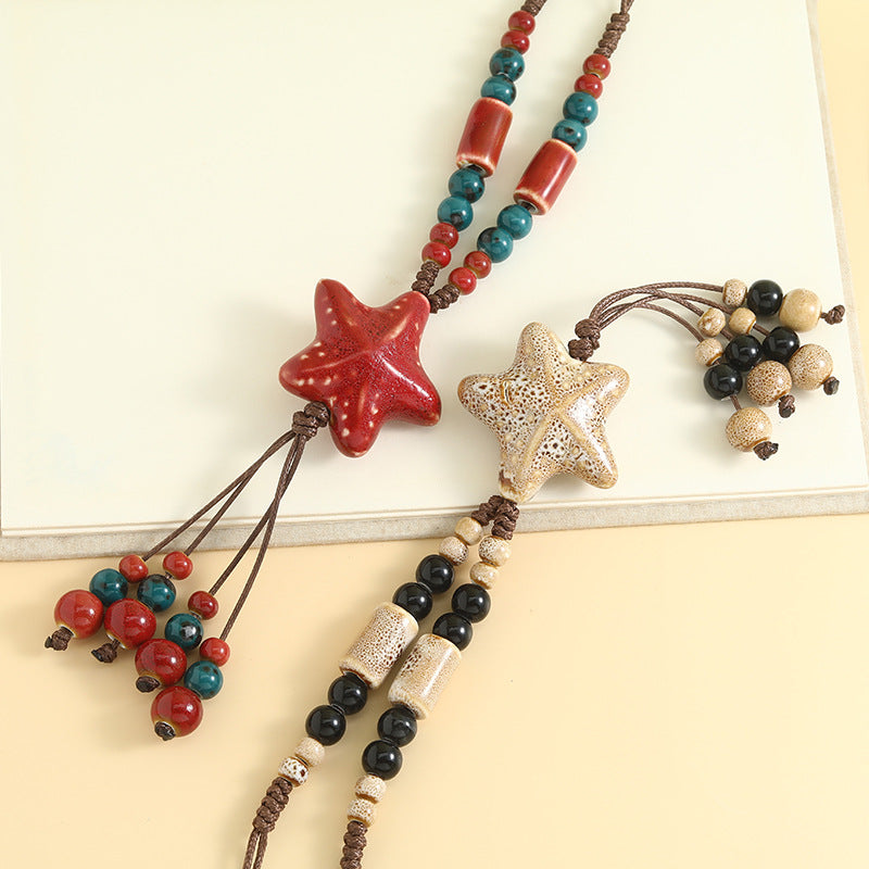 Vintage Starfish Ceramic Necklace