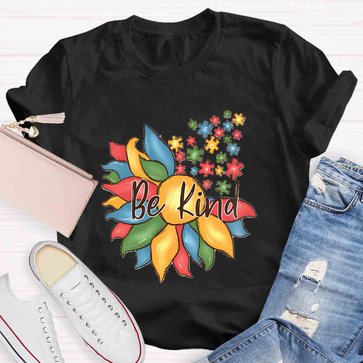 Be Kind Autism Floral T-Shirt