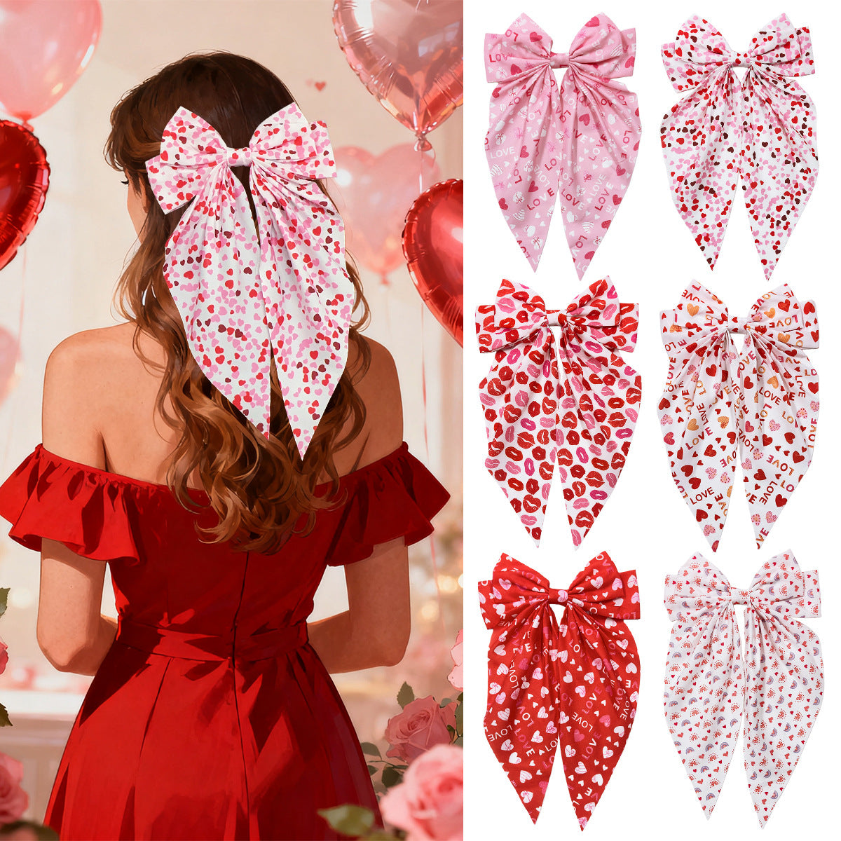 Bow Ribbon Hair Clip At The Back Of The Head