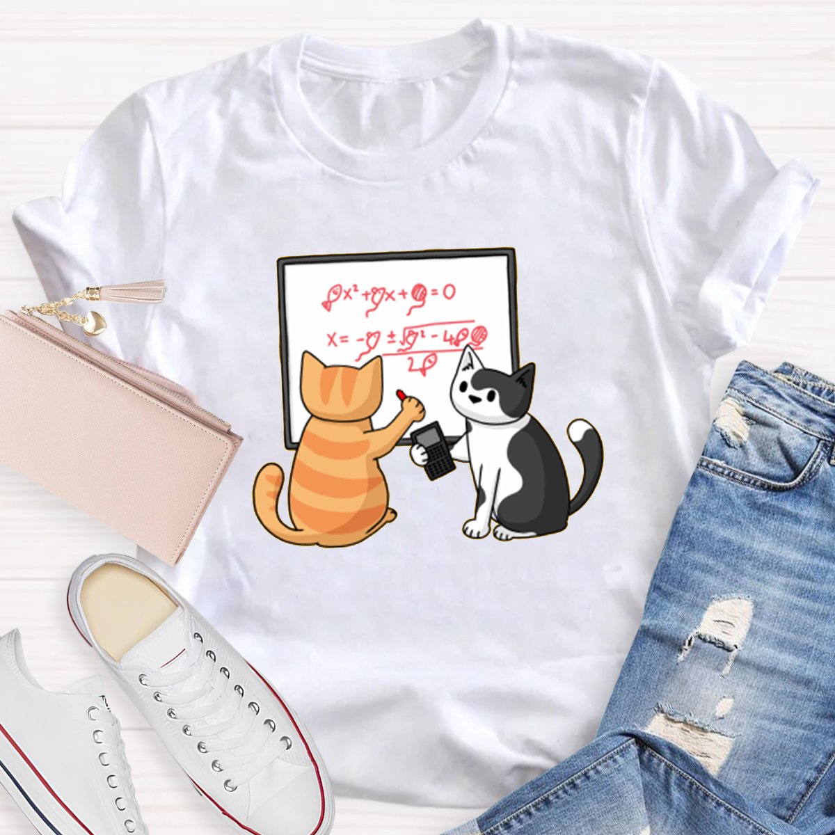 Funny Maths Cat Math Teacher Shirt