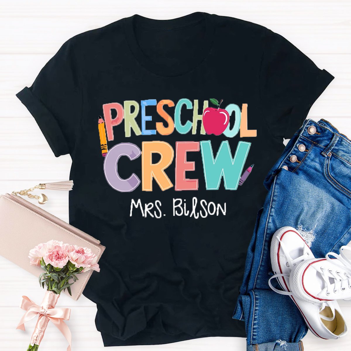 Personalized Name Preschool Crew Shirt