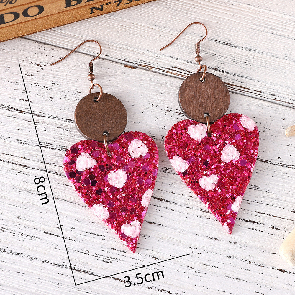 Heart-Shaped Crescent-Shaped Leather Sequin Pendant