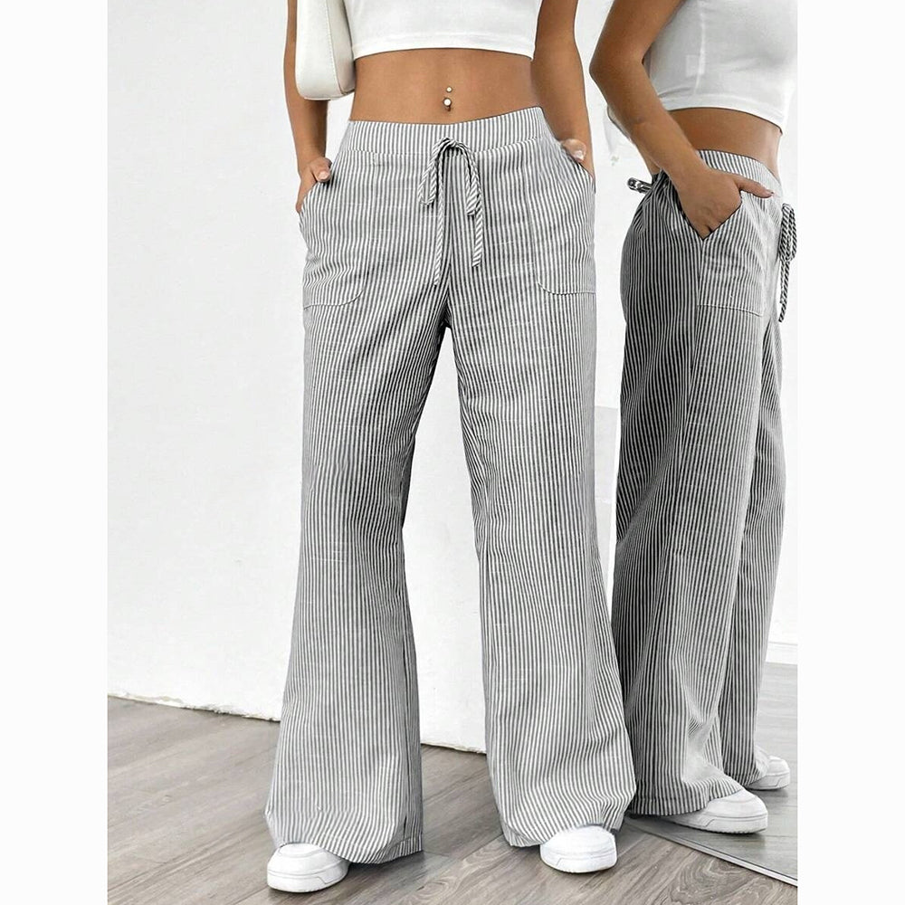 Striped Casual Street Style Loose Wide-Leg Pants