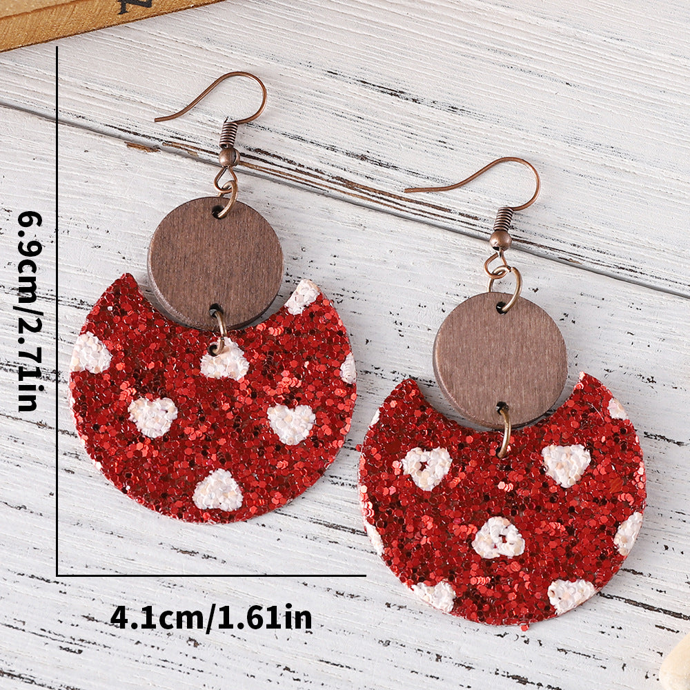 Heart-Shaped Crescent-Shaped Leather Sequin Pendant