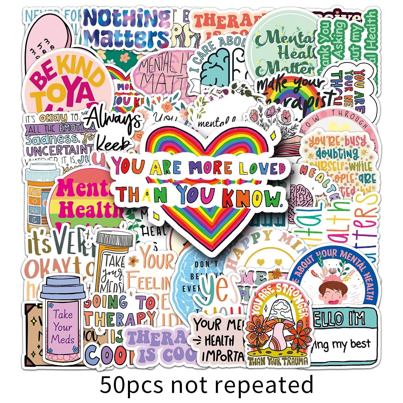 50 Mental Health Doodle Stickers