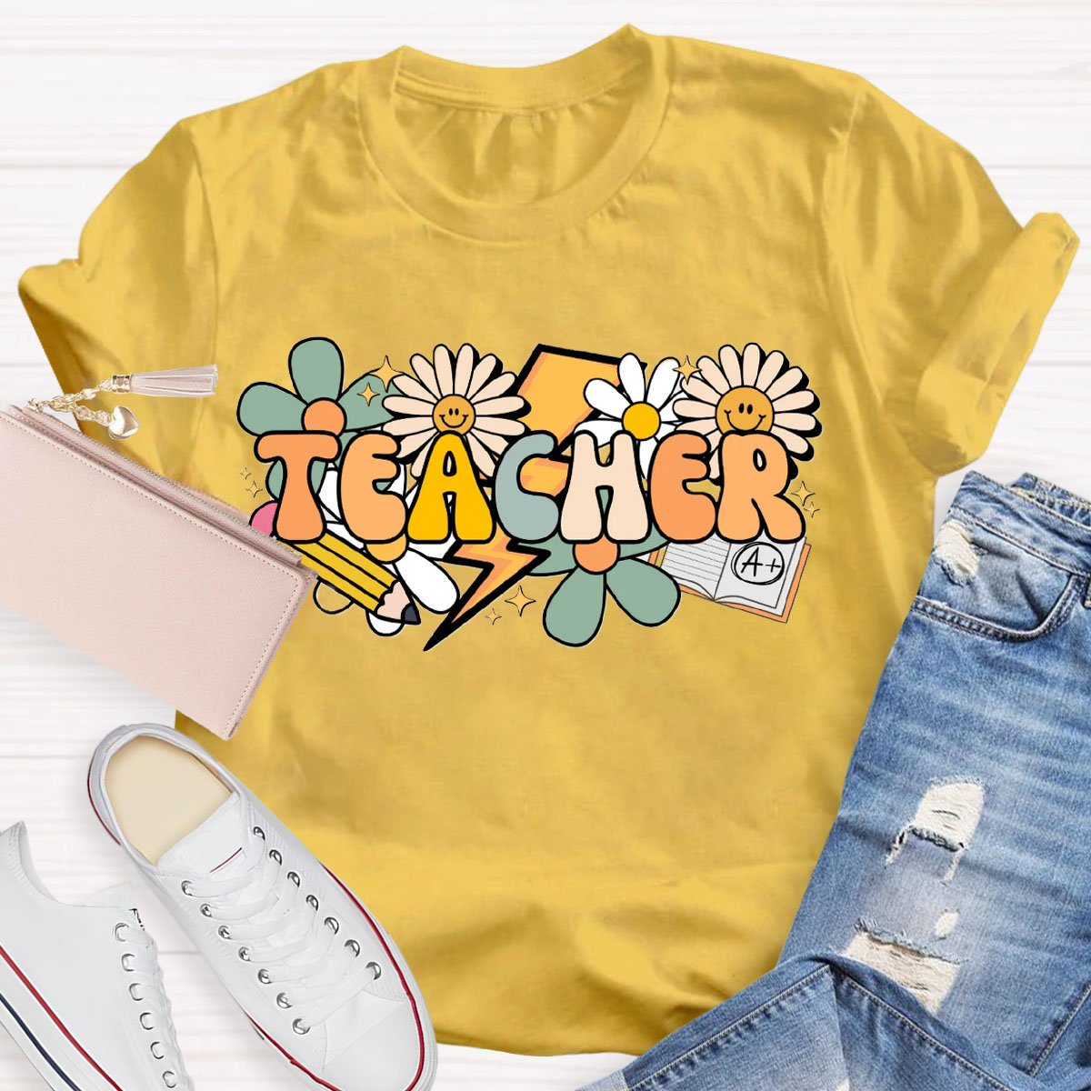 Teacher Sunflowers And Pencil T-Shirt