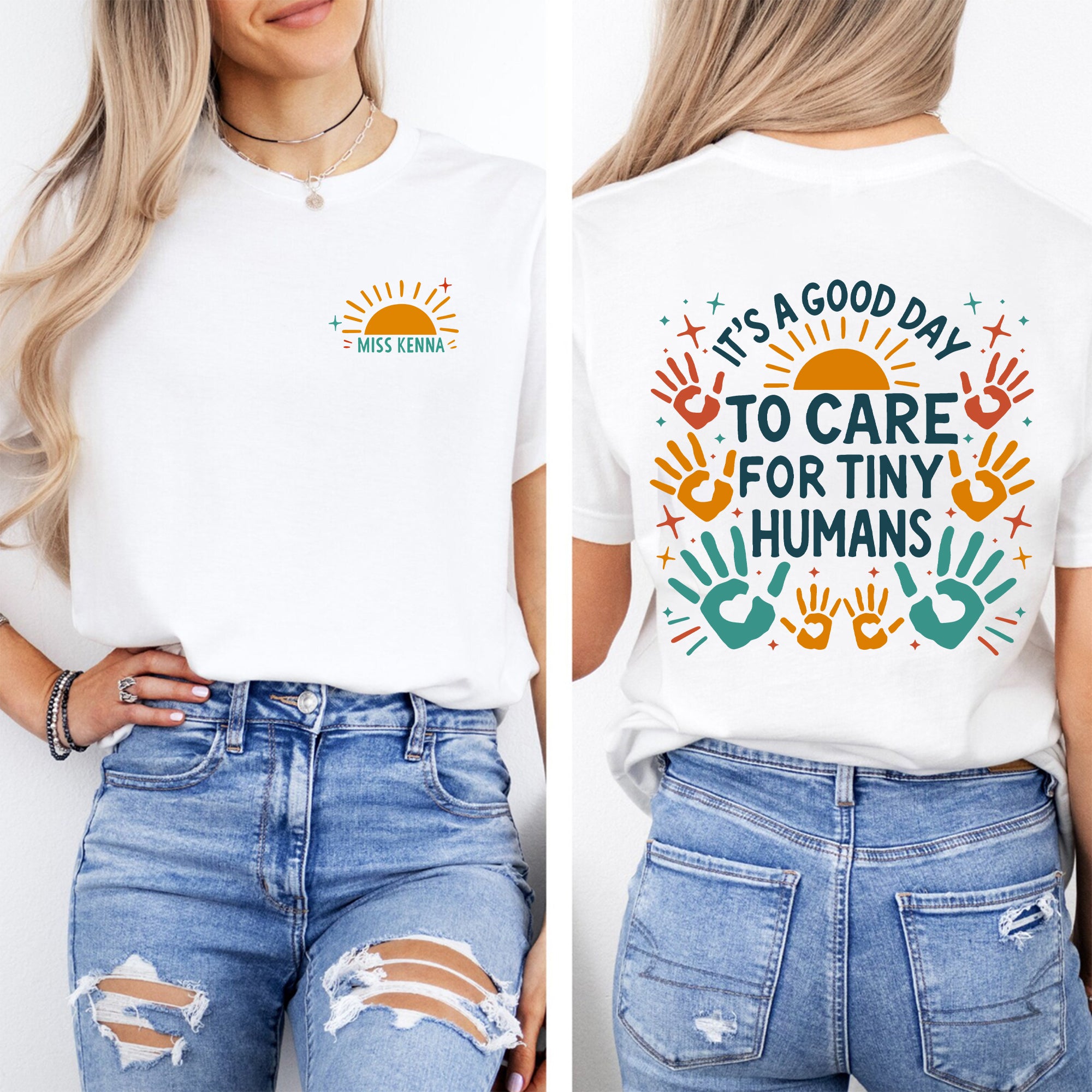 Personalized Name It'S A Good Day To Care For Tiny Humans Double Printed T-shirt