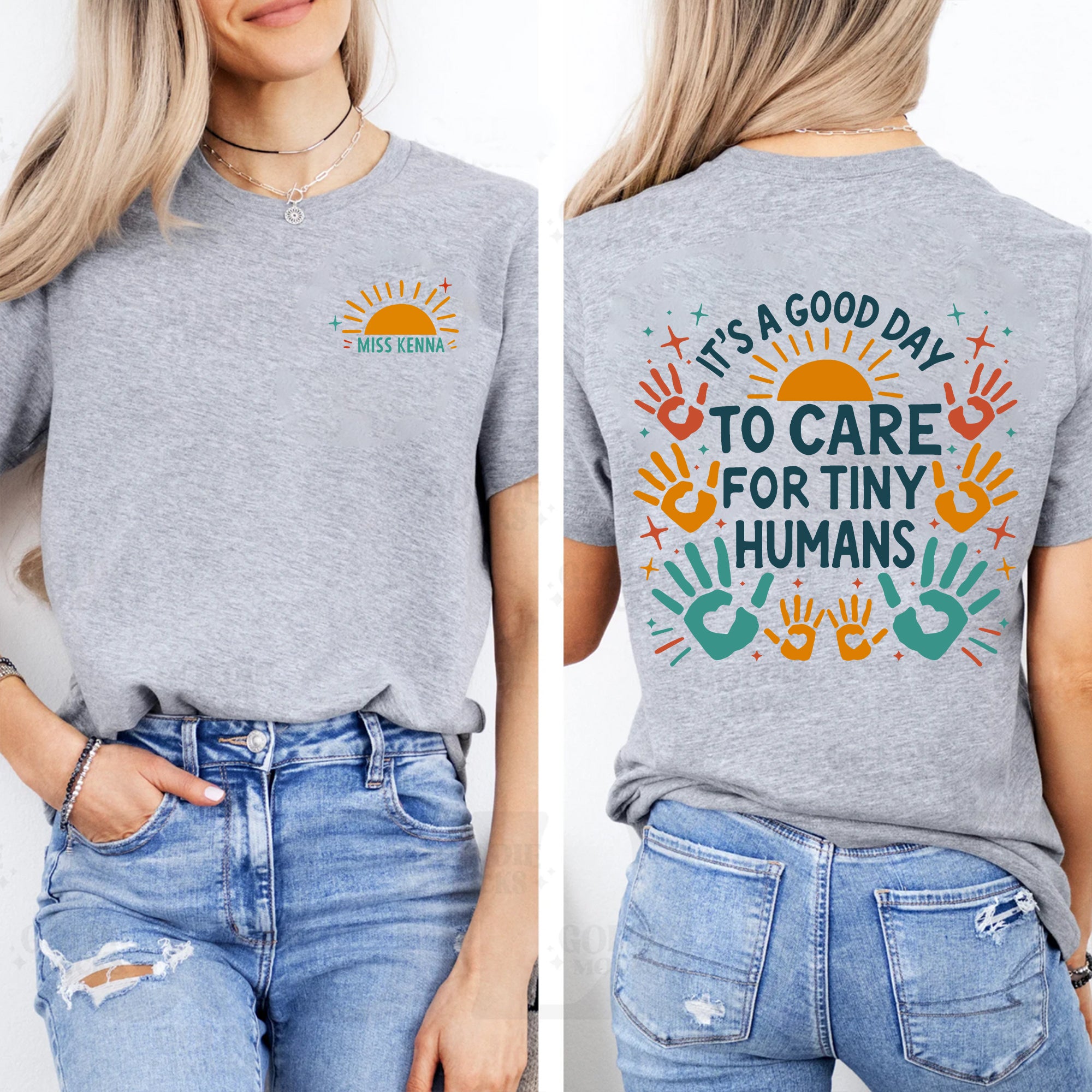 Personalized Name It'S A Good Day To Care For Tiny Humans Double Printed T-shirt