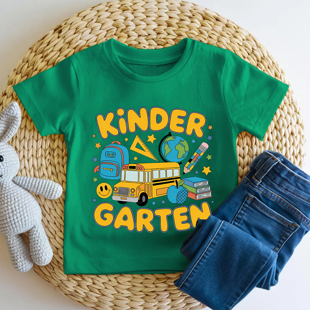 Personalized Grade Yellow School Bus School Supply Toddler T-shirts