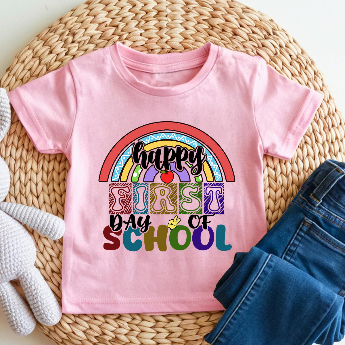 Happy First Day Of School And Rainbows Toddler T-shirts