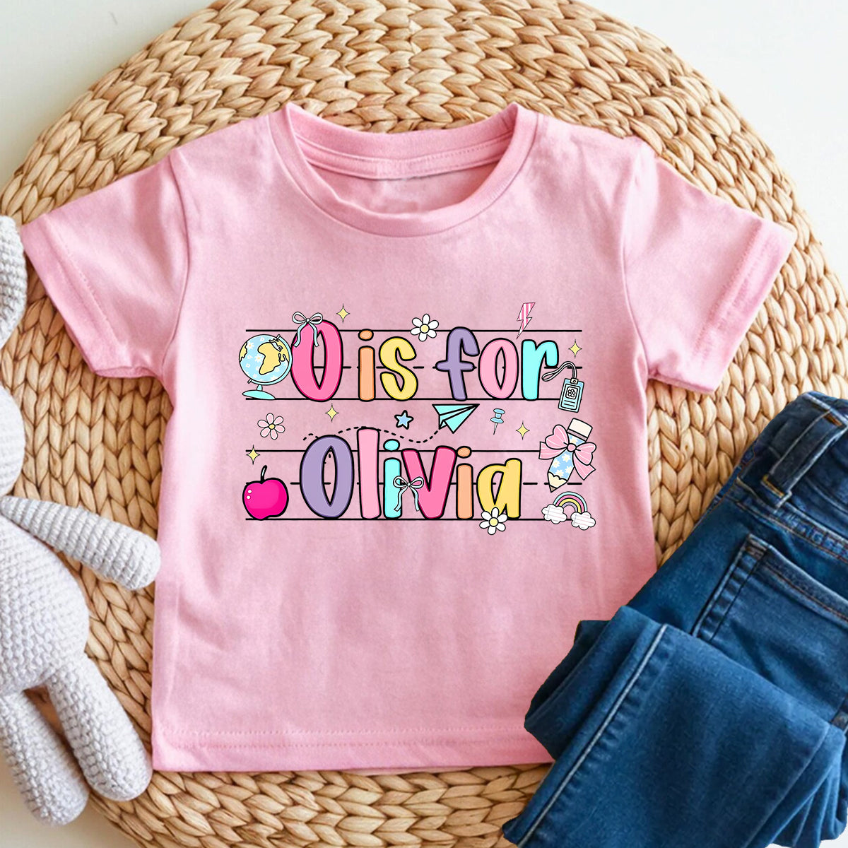 Personalized Name Little Learner Bows And School Vibes Toddler T-shirts