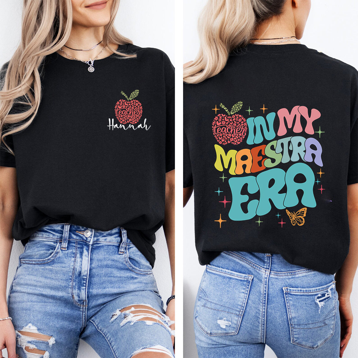 Personalized Name In My Maestra Era Letters Double Printed T-shirt