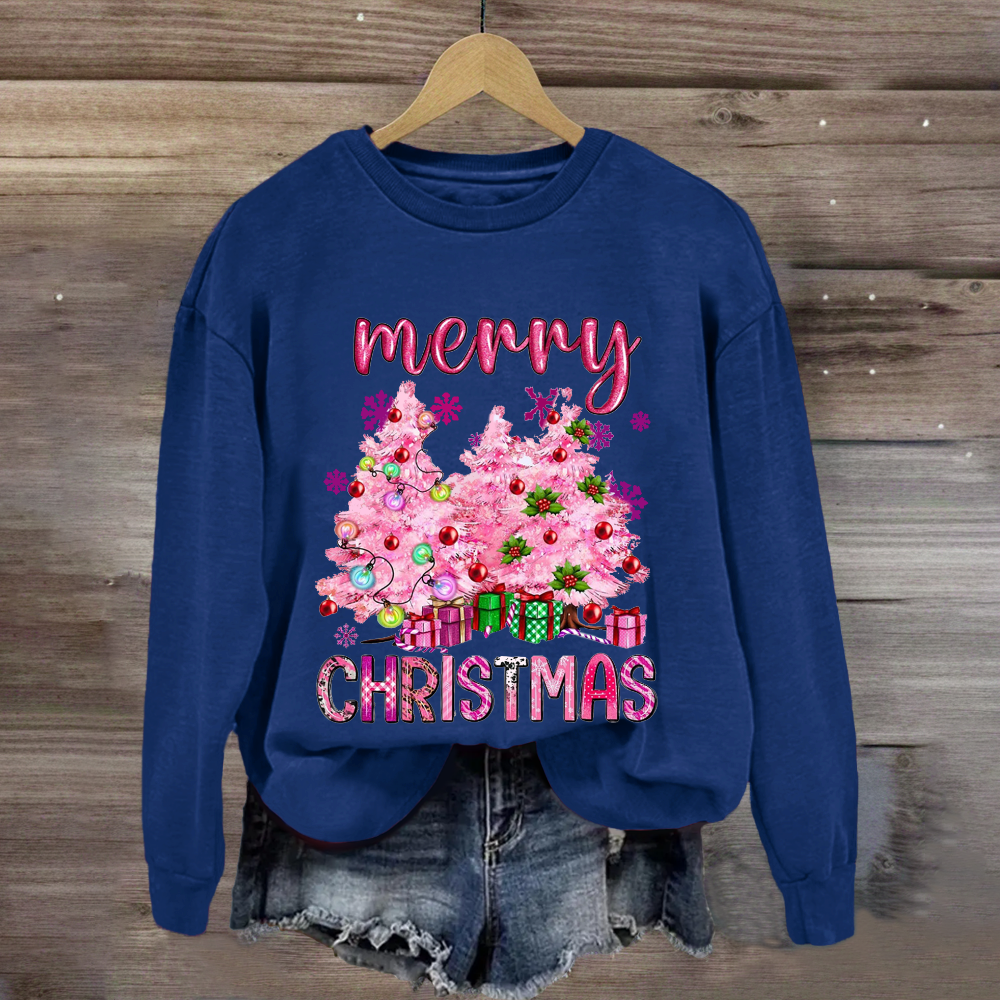 Christmas Pink Tree Gift Teacher Sweatshirt
