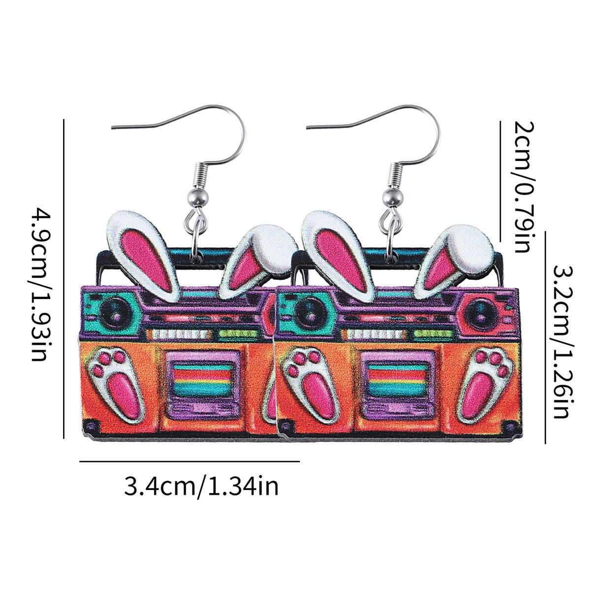 Easter Bunny Voice Recorder Pendant Earrings