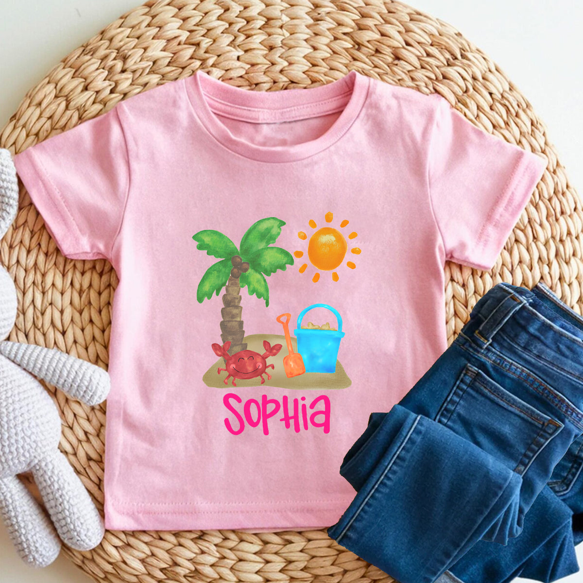 Personalized Name Coconut Tree Crab Toddler T-shirts