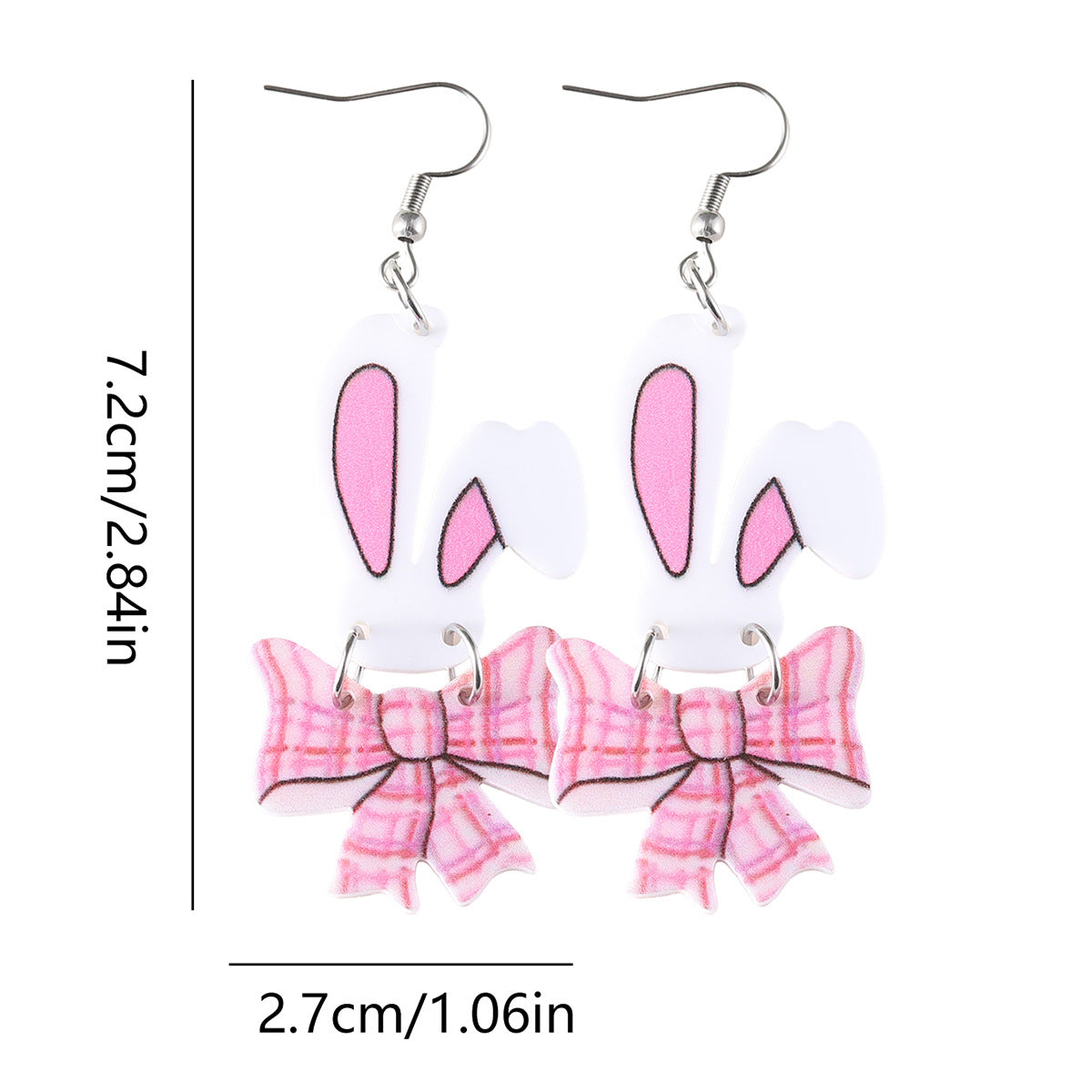 Cute Bow Bunny Patchwork Easter Earrings