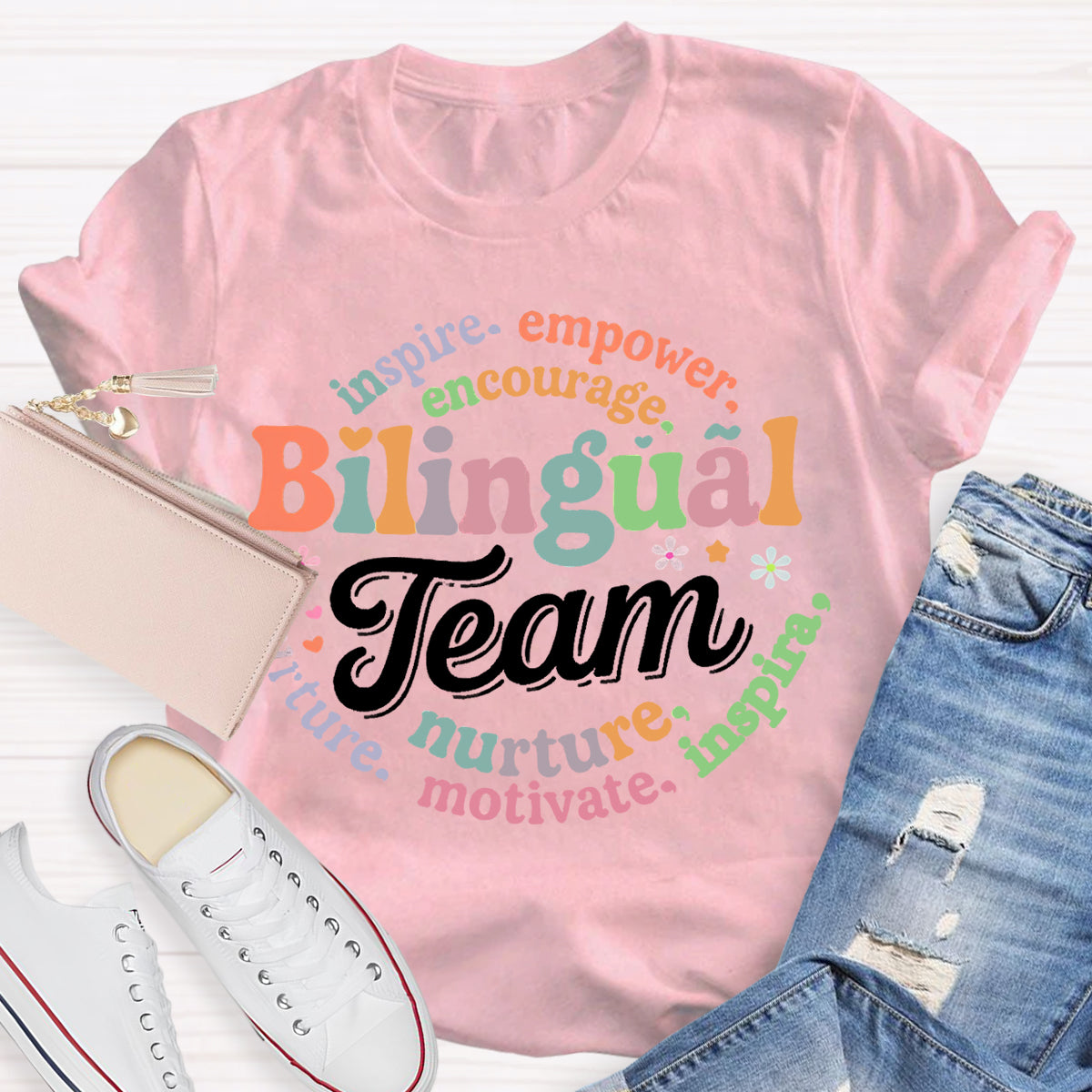 Bilingual Team Inspire Empower Encourage Nurture Motivate T-shirt