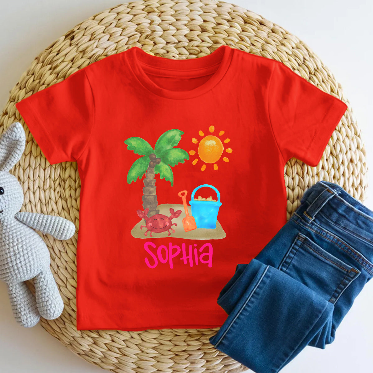 Personalized Name Coconut Tree Crab Toddler T-shirts