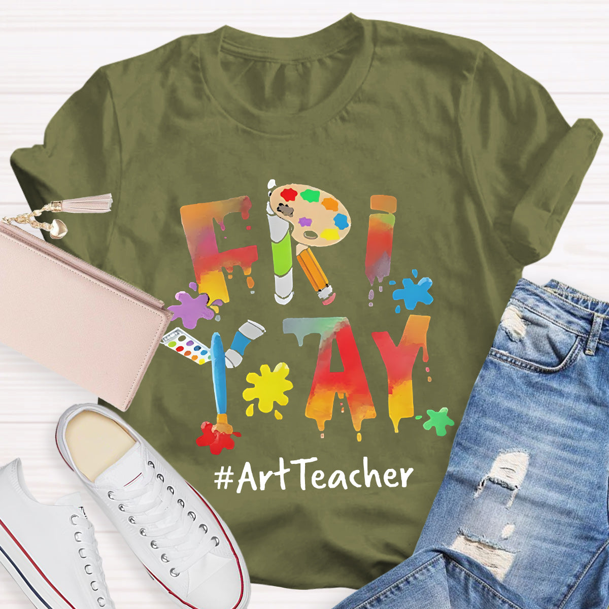 Fri Yay Art Teacher Pencil Teacher T-Shirt