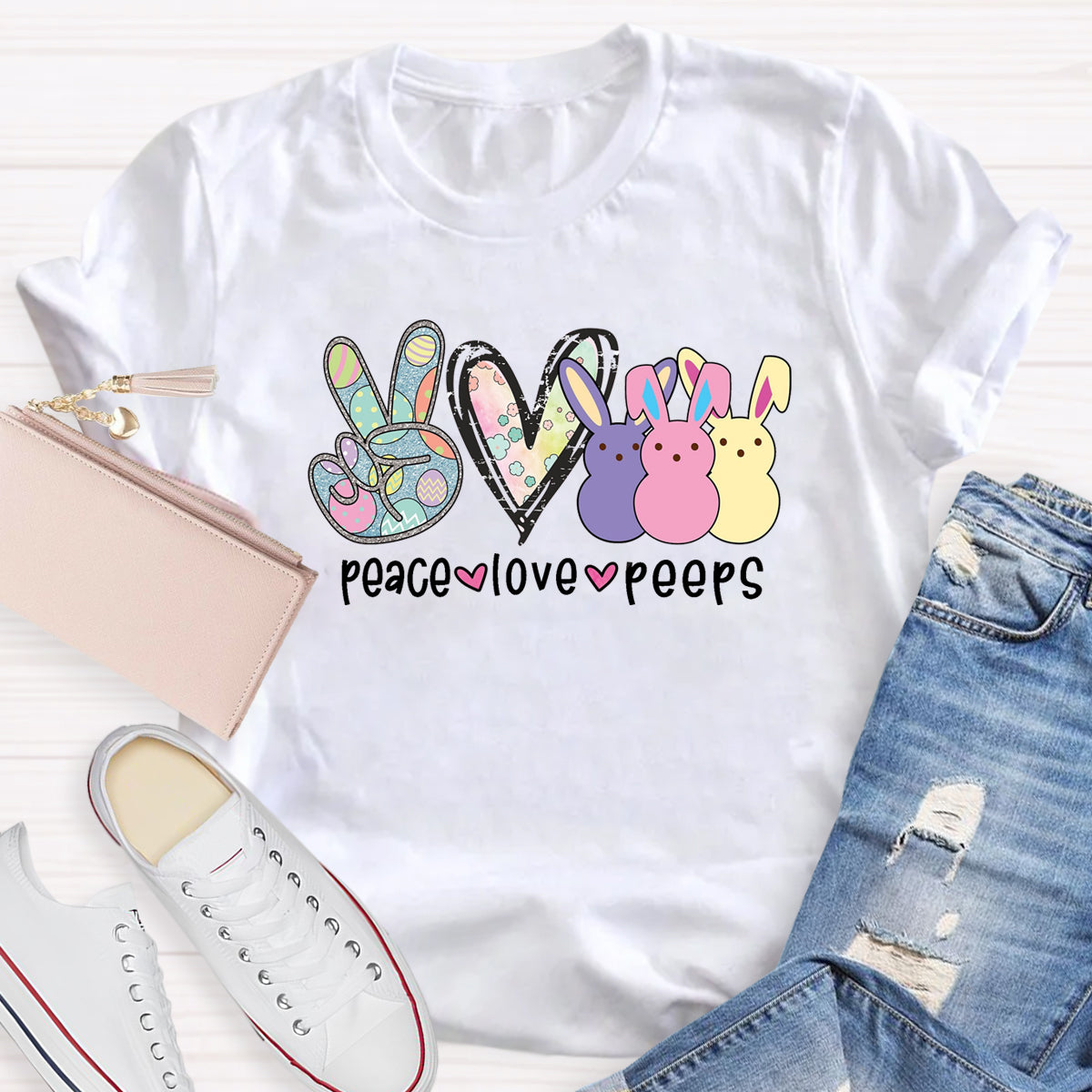 Peace Love Peeps Easter Heart T-Shirt