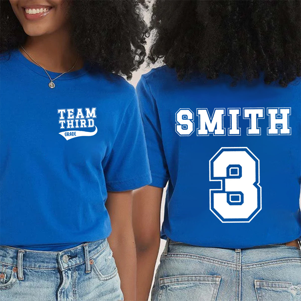 Personalized Grade And Name Team Third Grade Double Printed T-shirt