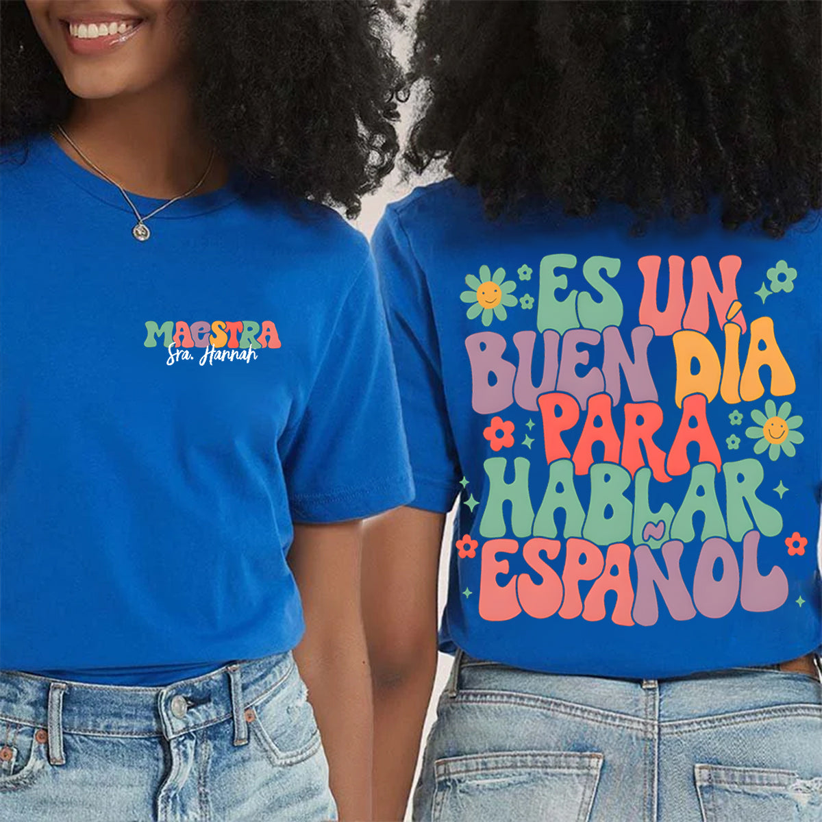 Personalized Name Maestra Para Double Printed T-shirt