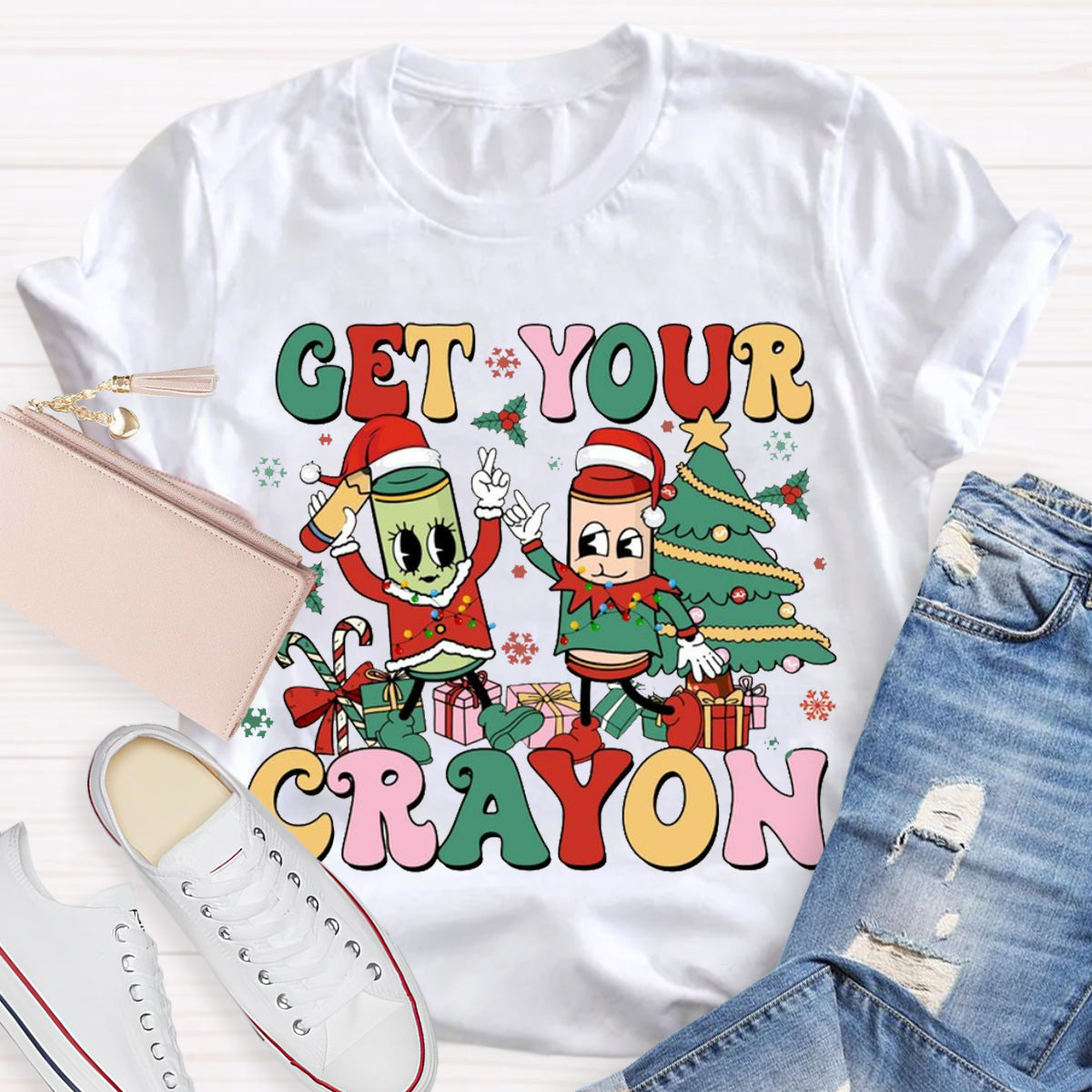 Christmas Get Your Crayon Art Teacher T-Shirt