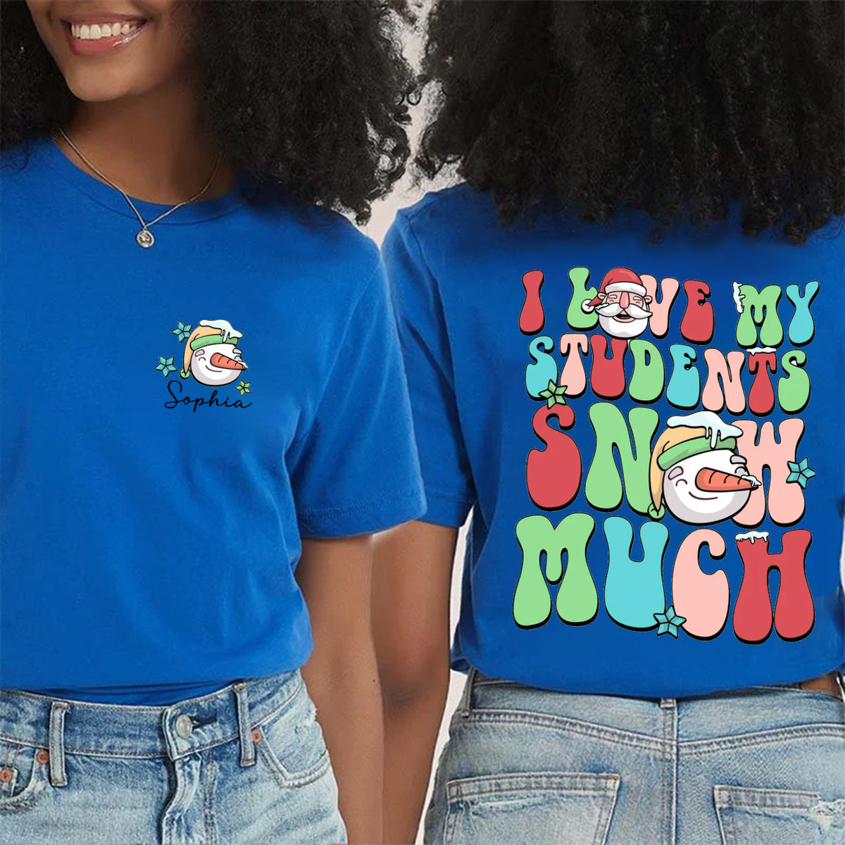 Personalized Name I Love My Students Double Printed T-shirt