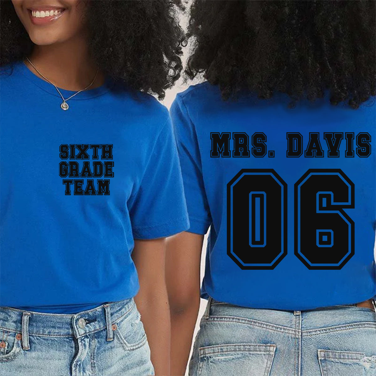 Personalized Grade And Name Team Double Printed T-shirt