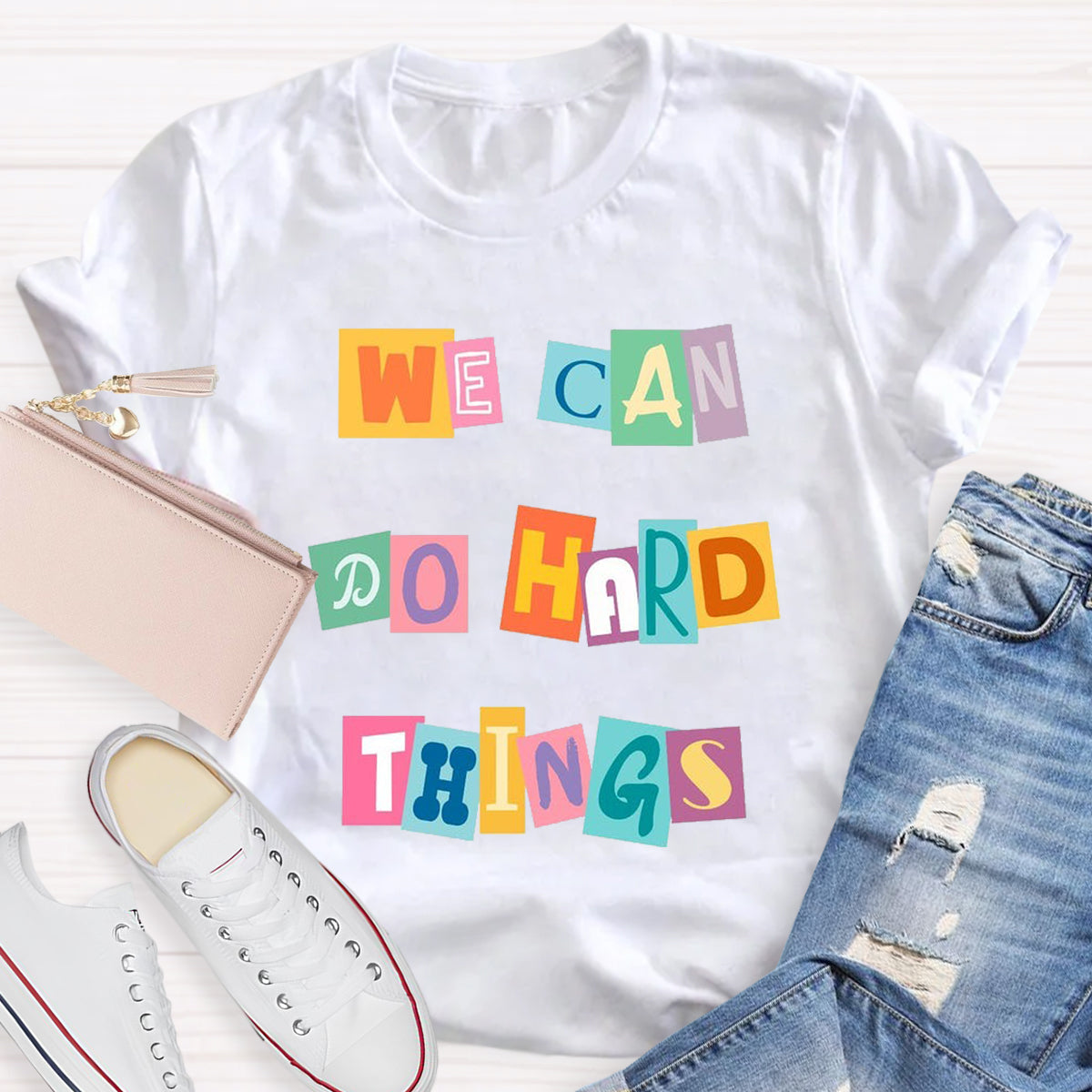 We Can Do Hard Things Color Blocks T-Shirt