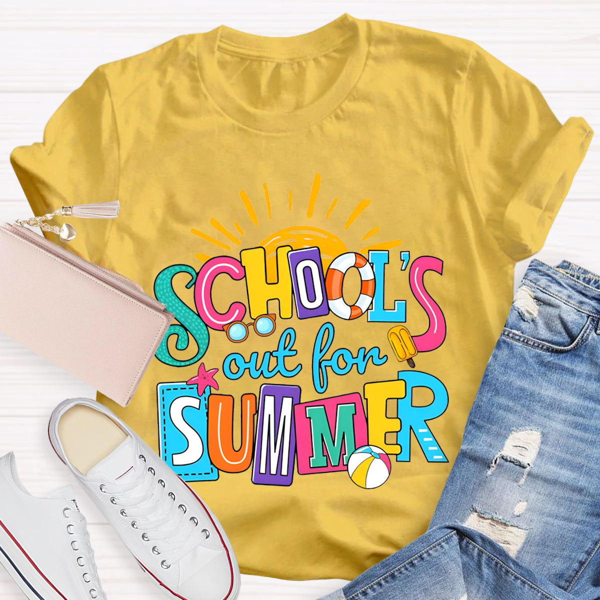 Schools Out For Summer Sun Teacher T-Shirt