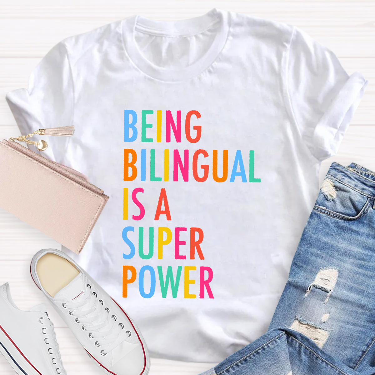 Being Bilingual Is A Super Power Teacher T-Shirt