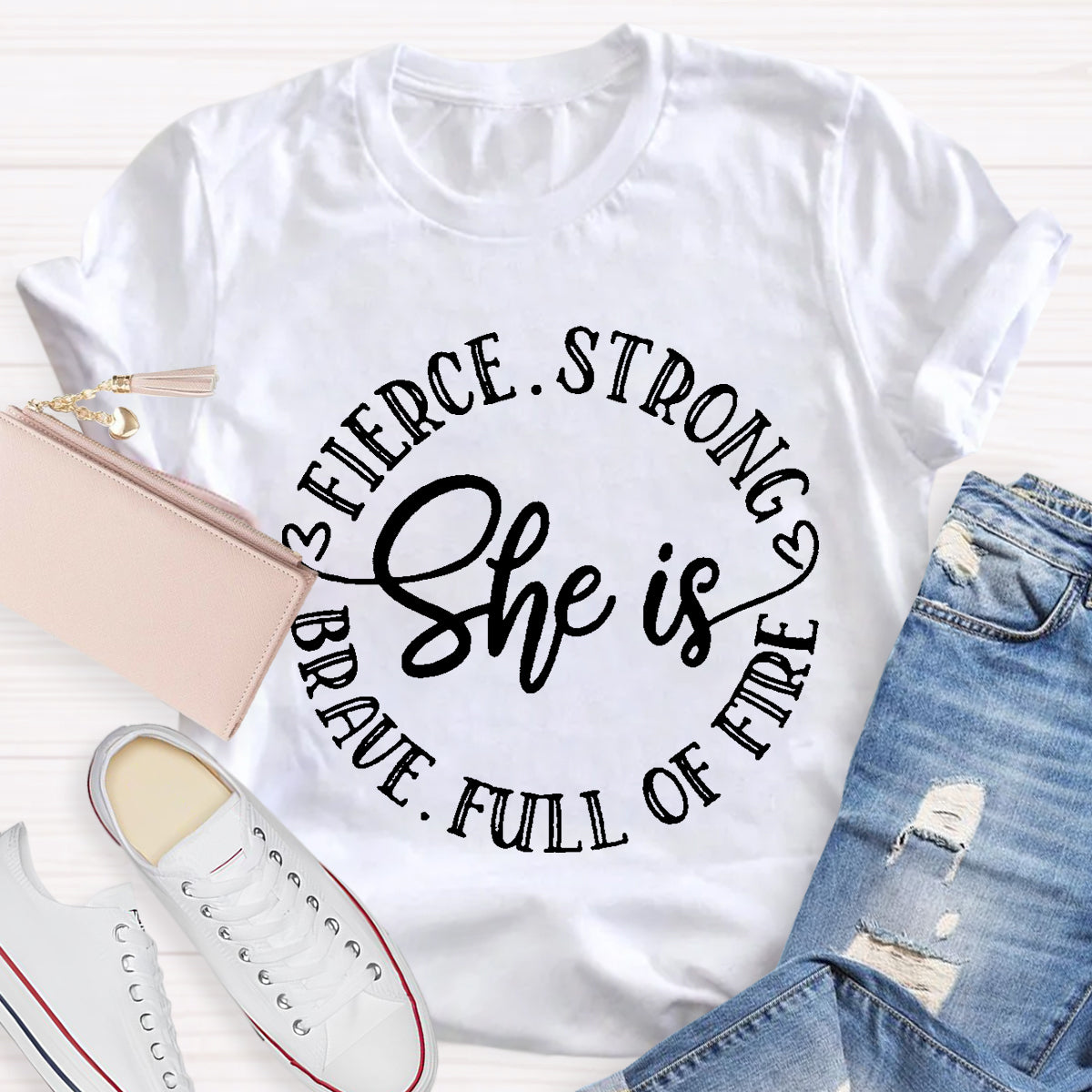 She Is Brave Full Of Fire Fierce Strong T-Shirt