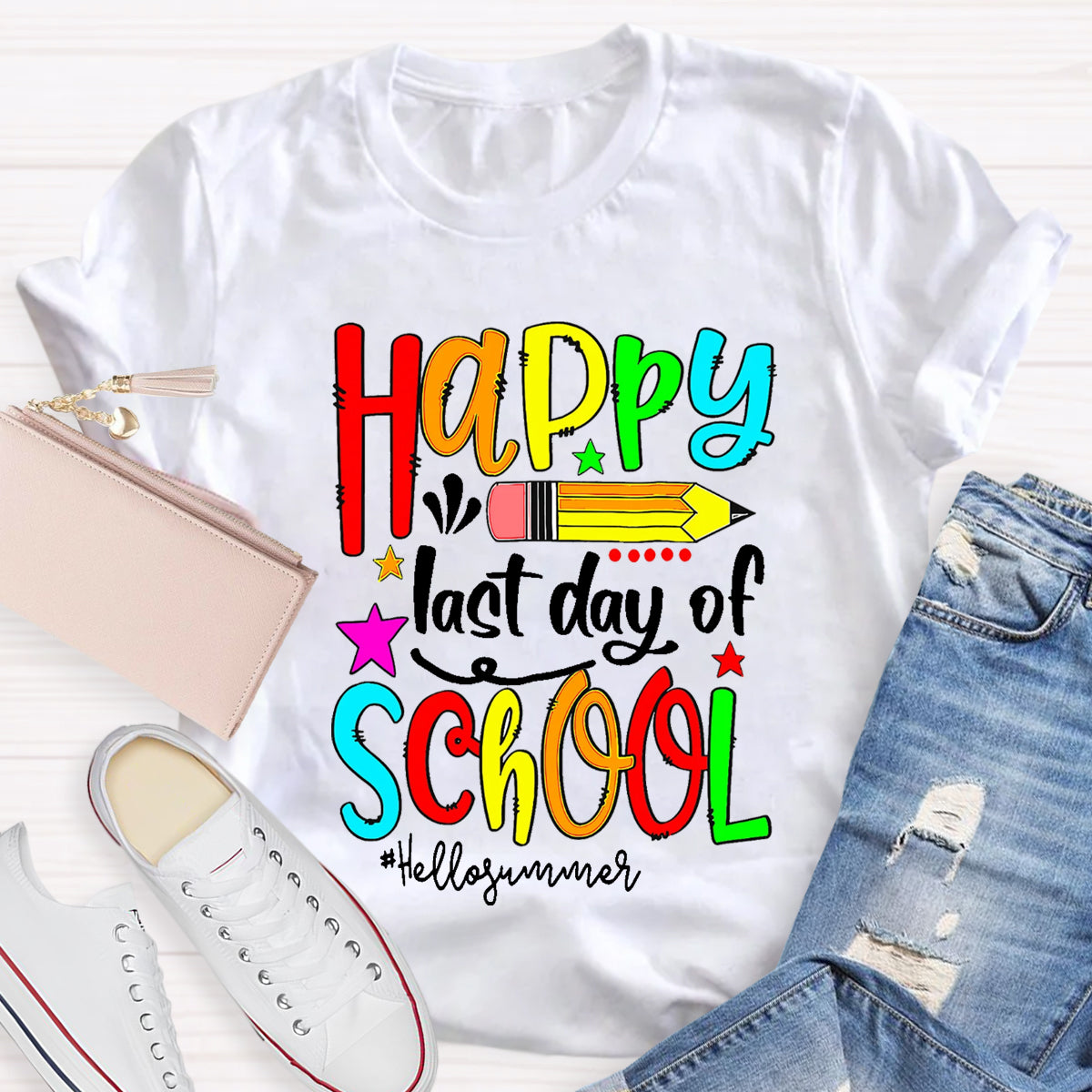 Happy Last Day Of School Hello Summer Teacher T-Shirt