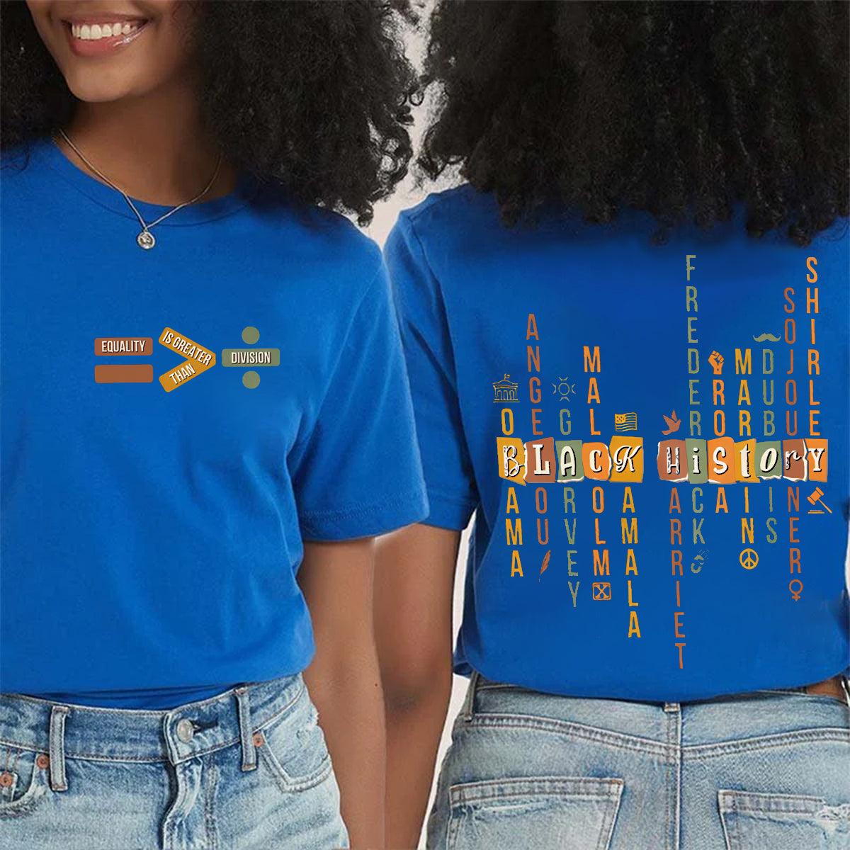 Equality Is Greater Than Division Teacher Double Printed T-shirt