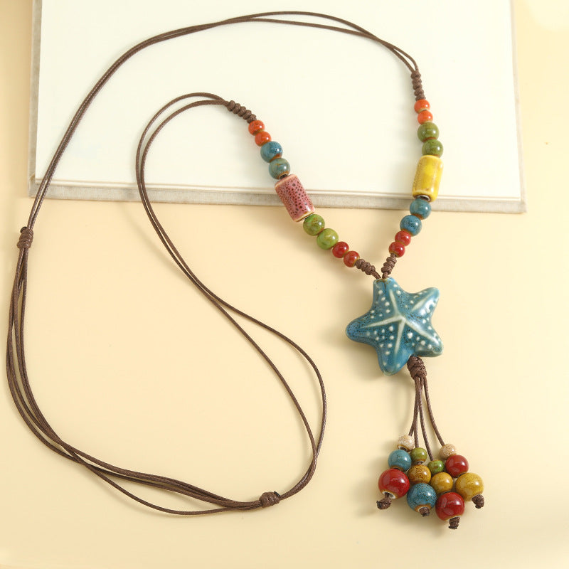 Vintage Starfish Ceramic Necklace