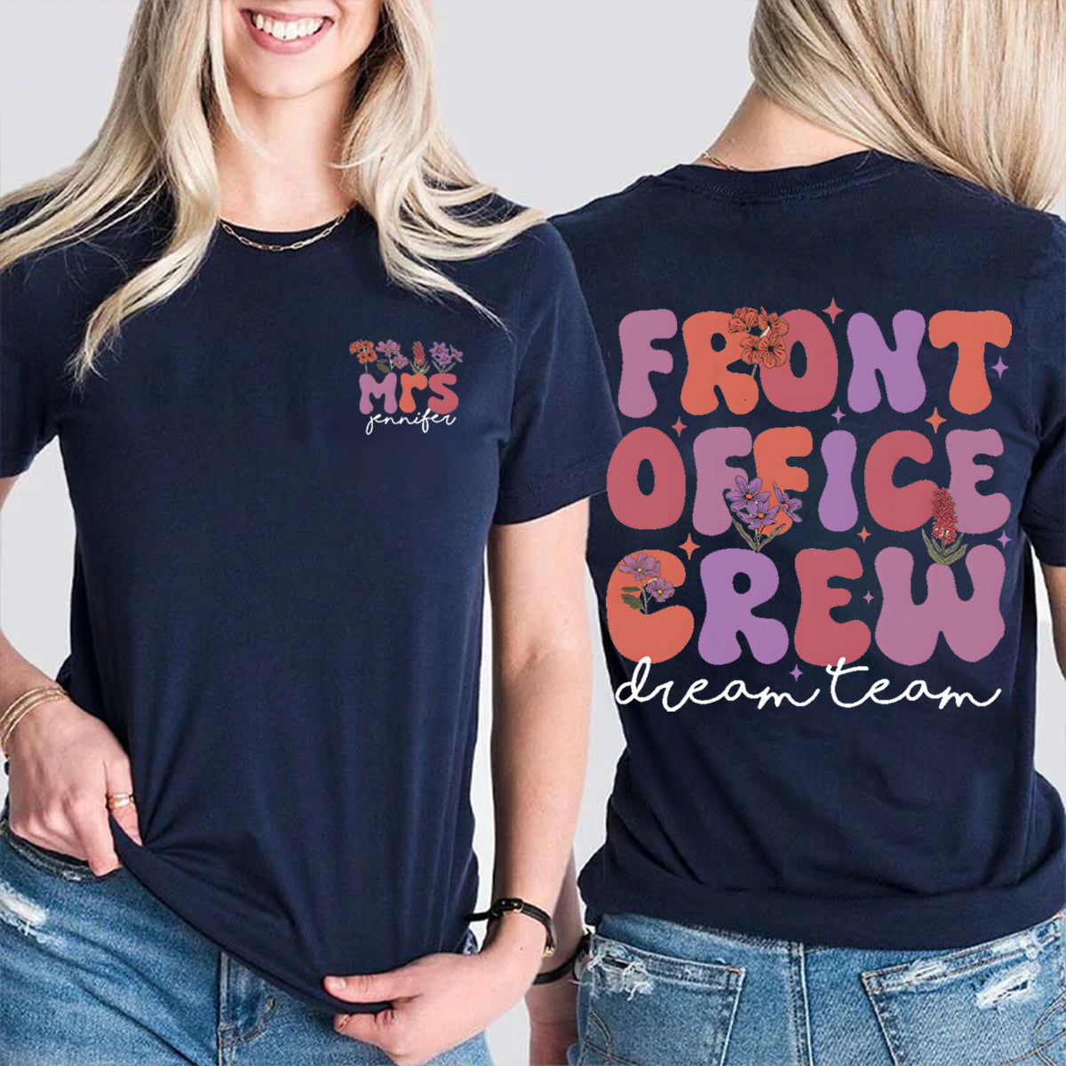 Personalized Name Front Office Double Printed T-shirt